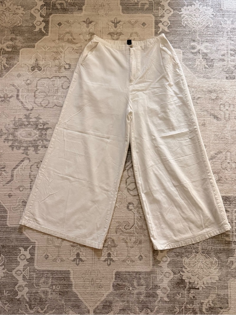 SHEIN off white Wide-Leg High-Rise Pants
